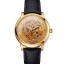 Copy Swiss Patek Philippe Complications Openworked Dial Gold Case Black Leather Strap