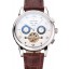 Fake AAA Patek Philippe Perpetual Calendar Tourbillon White Dial Stainless Steel Case Brown Leather Strap
