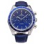 Fashion Replica Omega Speedmaster Blue Dial Stainless Steel Case Blue Leather Strap 622808
