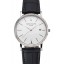 High Quality Copy Patek Philippe Calatrava White Dial Ribbed Bezel Stainless Steel Case Black Leather Strap