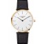 Knockoff Swiss Longines Grande Classique White Dial Gold Case Black Leather Strap