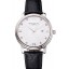 Patek Philippe Calatrava Date White Embossed Dial Stainless Steel Case Black Leather Strap