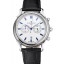 Patek Philippe Chronograph White Dial Blue Markings Stainless Steel Case Black Leather Strap