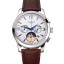 Patek Philippe Chronograph White Guilloche Dial Blue Hands Stainless Steel Case Brown Leather Strap