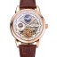 Patek Philippe Dual Time Moonphase Tourbillon White Skeletonised Dial Rose Gold Case Brown Leather Strap