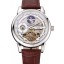 Patek Philippe Dual Time Moonphase Tourbillon White Skeletonised Dial Stainless Steel Case Brown Leather Strap