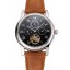 Patek Philippe Grand Complications Day Date Tourbillon Black Dial Numerals Stainless Steel Case Brown Suede Leather Strap 1453816