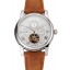 Patek Philippe Grand Complications Day Date Tourbillon Whie Dial Stainless Steel Case Brown Suede Leather Strap 1453817