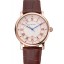 Quality Cartier Rotonde Date White Dial Rose Gold Case Brown Leather Strap