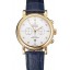 Replica 1:1 Omega Seamaster Vintage Chronograph White Dial Diamond Hour Marks Gold Case Blue Leather Strap