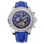 Replica Breitling Bentley Mulliner Tourbillon Blue Dial Stainless Steel Case Blue Leather Strap 622726
