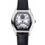 Replica Cartier Tortue Perpetual Calendar White Dial Stainless Steel Case Black Leather Strap