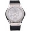 Replica Fashion Hublot Classic Fusion Diamond Skull Dial Stainless Steel Case Black Leather Strap 622814