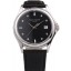 Replica Fashion Patek Philippe Geneve Calatrava Crystal Studded Hour Marker Black Dial Black Leather Strap 98170