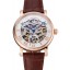 Replica Patek Philippe Grand Complications White Skeleton Dial Rose Gold Case Brown Leather Strap 1453808