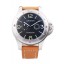 Replica Top Panerai Luminor Brushed Stainless Steel Case Blue Dial Brown Leather Strap