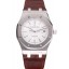 Swiss Audemars Piguet Royal Oak White Dial Stainless Steel Case Brown Leather Strap