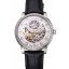Swiss Patek Philippe Complications Openworked Dial Diamond Bezel Stainless Steel Case Black Leather Strap