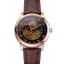 Swiss Patek Philippe Complications Openworked Dial Rose Gold Case Brown Leather Strap