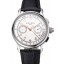 Swiss Patek Philippe Split Seconds Chronograph White Dial Rose Gold Hands Stainless Steel Case Black Leather Strap