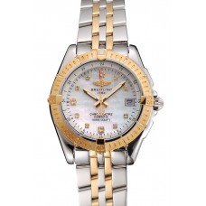 Breitling Colt Lady Pearl Dial Diamond Hour Marks Gold Bezel Stainless Steel Case Two Tone Bracelet