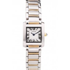 Cartier Tank Francaise 22mm White Dial Stainless Steel Case Two Tone Bracelet