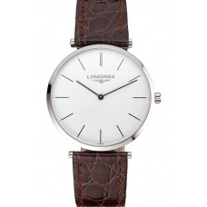 Copy 1:1 Swiss Longines Grande Classique White Dial Stainless Steel Case Brown Leather Strap