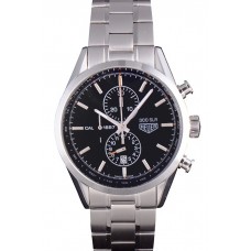 Copy Tag Heuer SLR Polished Stainless Steel Case Black Dial Stainless Steel Strap