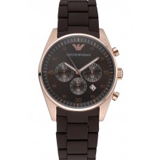 Knockoff Best Emporio Armani Sportivo Chronograph Brown Dial Gold Case Brown Bracelet 622346