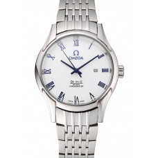 Knockoff Omega De Ville White Dial Blue Numerals Stainless Steel Case And Bracelet 1453787