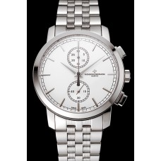 Luxury Swiss Vacheron Constantin Patrimony Traditionnelle Chronograph White Dial Stainless Steel Case And Bracelet 1453755