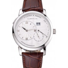 Replica A. Lange & Sohne Lange 1 White Dial Stainless Steel Case Brown Leather Strap