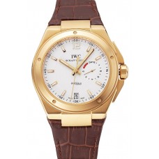 Replica Swiss IWC Big Ingenieur 7-Day Power Reserve White Dial Gold Case Brown Leather Bracelet 1453923