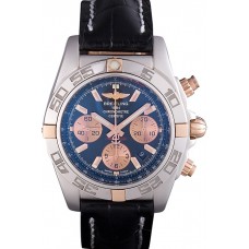 Swiss Breitling Chronomat Blue Dial with Black Leather Strap 621521